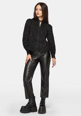 Lila Scallop Lace Open Collar Shirt