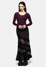 Lucera Long Sleeve Pointelle Scoop Neck Top - Burgundy