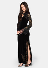 Kobra Embroidered Velour Maxi Slip Dress