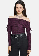 Demi Devore Ruched Off The Shoulder Top - Plum