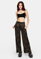 Gallo Satin Jacquard Wide Leg Split Pants