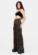 Gallo Satin Jacquard Wide Leg Split Pants
