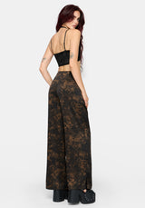 Gallo Satin Jacquard Wide Leg Split Pants