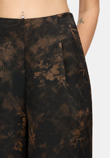 Gallo Satin Jacquard Wide Leg Split Pants