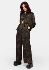 Gallo Satin Jacquard Wide Leg Split Pants