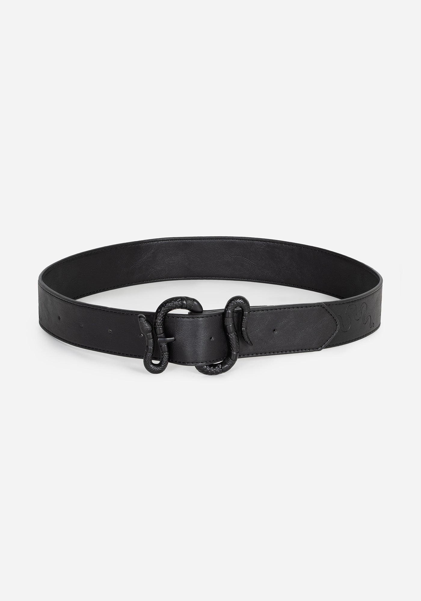 Mamba Debossed Belt With Snake Buckle - Black | Disturbia 