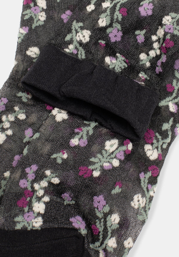 Everblooming Floral Mesh Socks - Purple