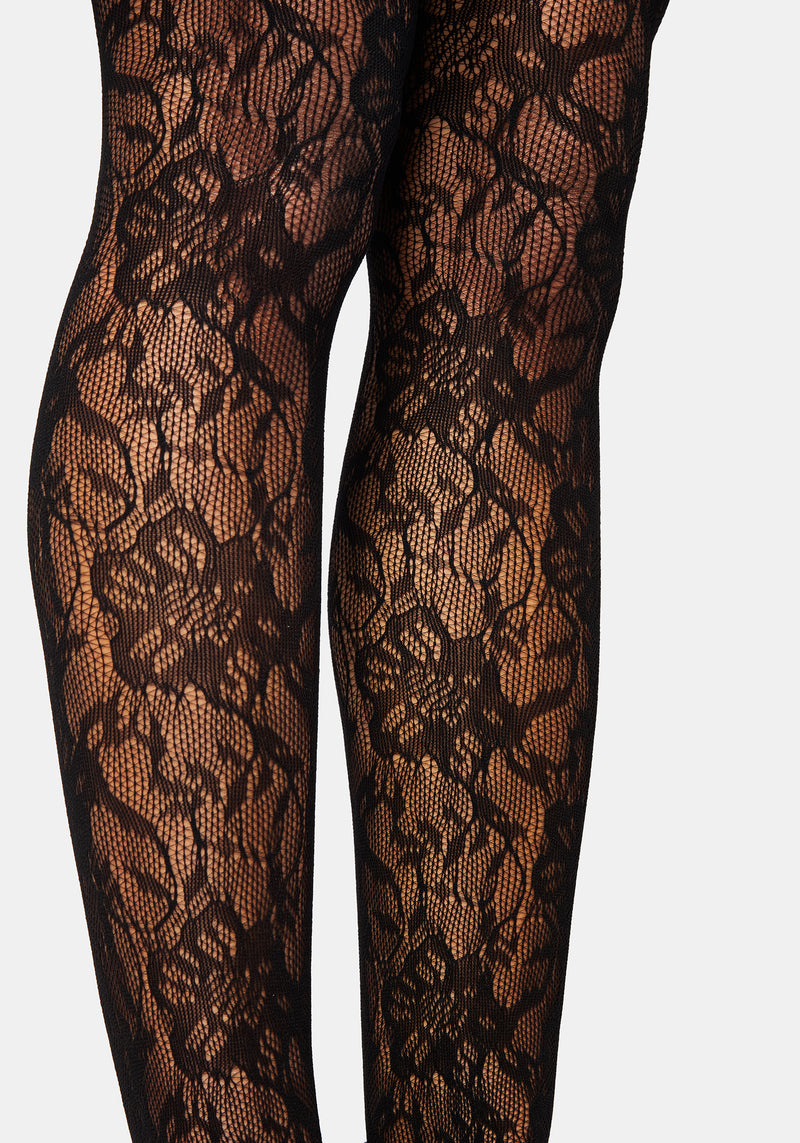 Phantasmic Sheer Lace Tights - Black Disturbia Phantasmic Sheer Lace Tights - Black Disturbia