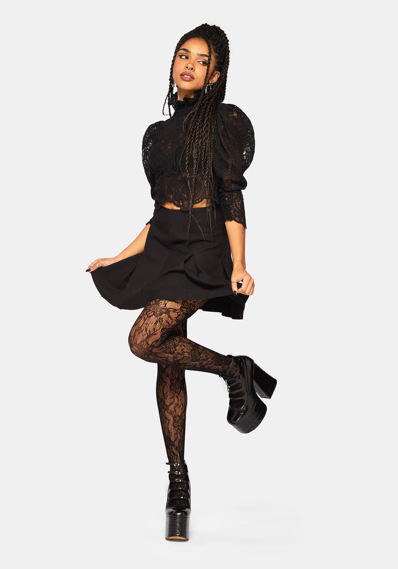 Phantasmic Sheer Lace Tights - Black Disturbia Phantasmic Sheer Lace Tights - Black Disturbia