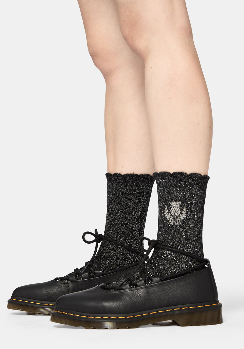 Lurex Thistle Embroidered Socks
