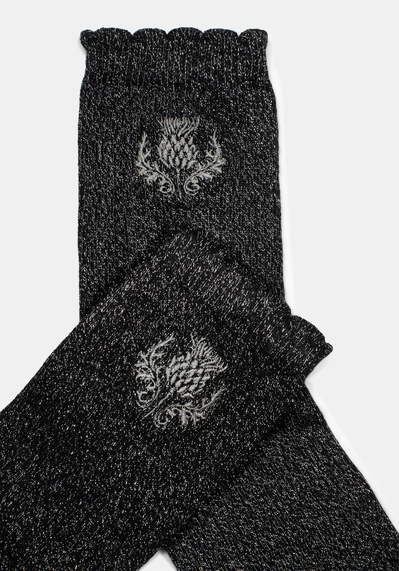 Lurex Thistle Embroidered Socks