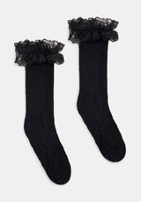Wispin Lace Frill Socks - Black