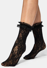 Wispin Lace Frill Socks - Black