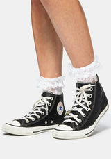 Wispin Lace Frill Socks - White