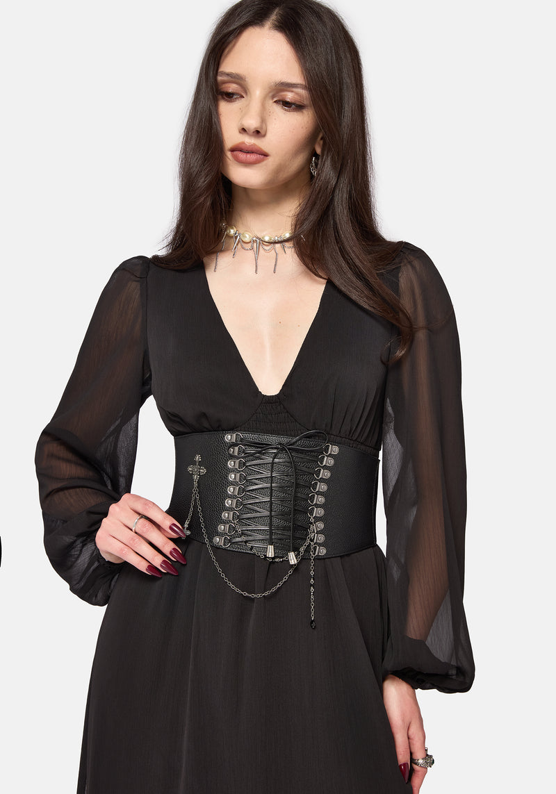Evelyne Elasticated Corset Waist Belt Disturbia Evelyne Elasticated Corset Waist Belt Disturbia