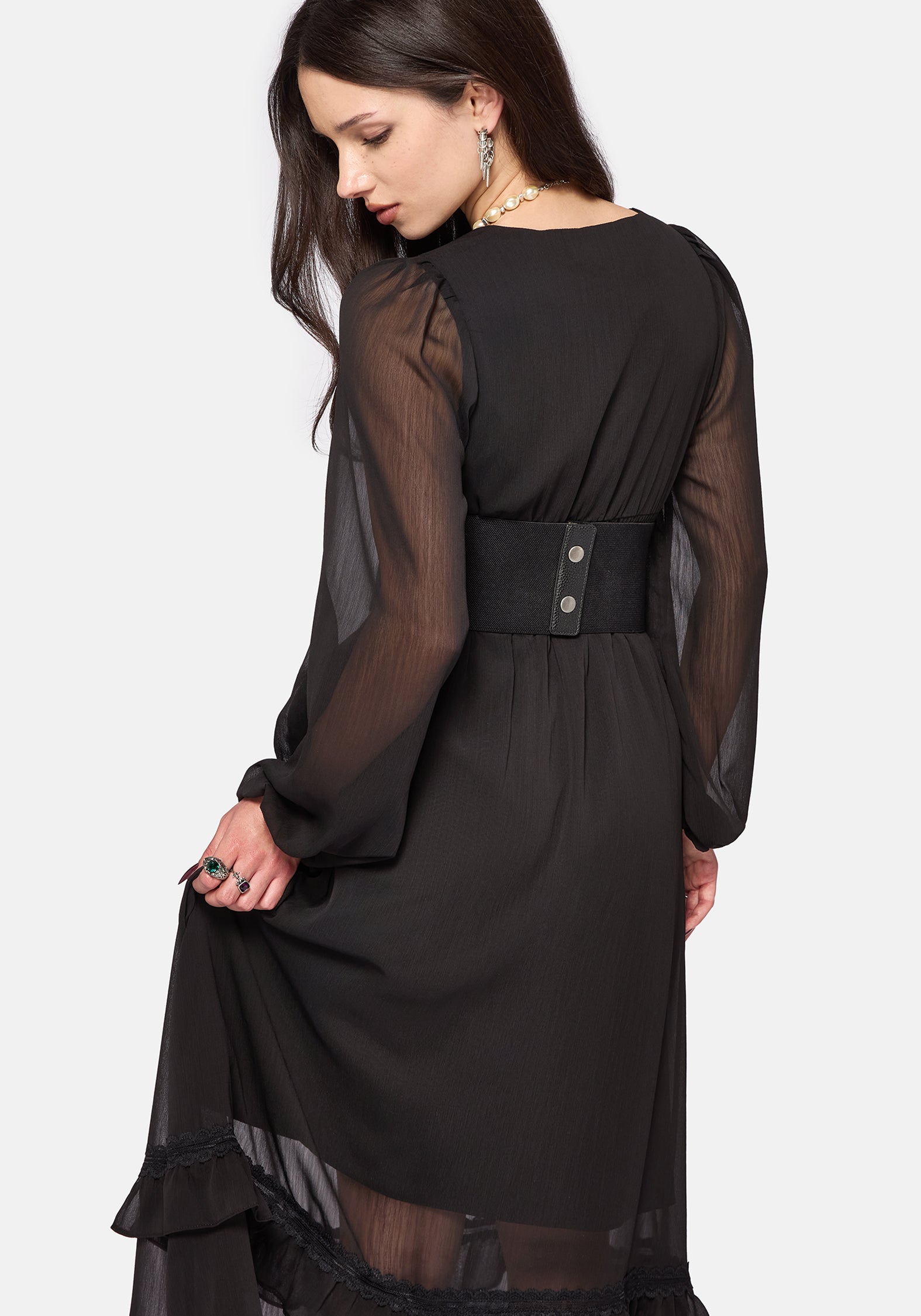 dress corset belt Victoria Deep V Lace Up Waist Midi Boydcon White ShopAA a blend of corsetry and simplicity CORSET BELT DRESS IN BLACK