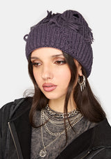 Hullisa Distressed Beanie - Purple