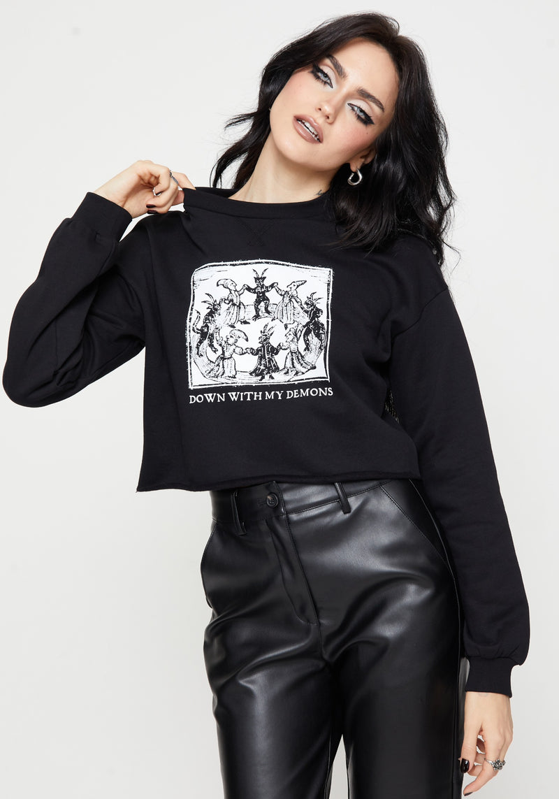Demons Crop Sweat Top