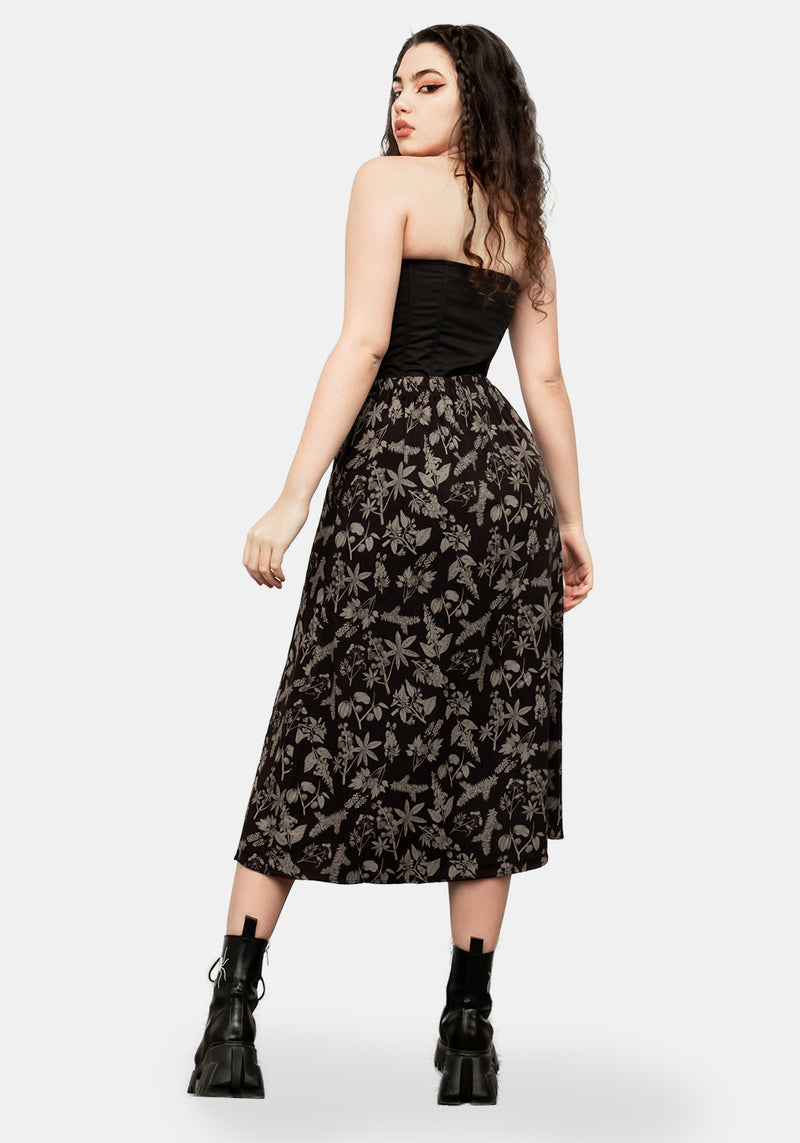 POISONOUS PLANT SPLIT MIDI SKIRT