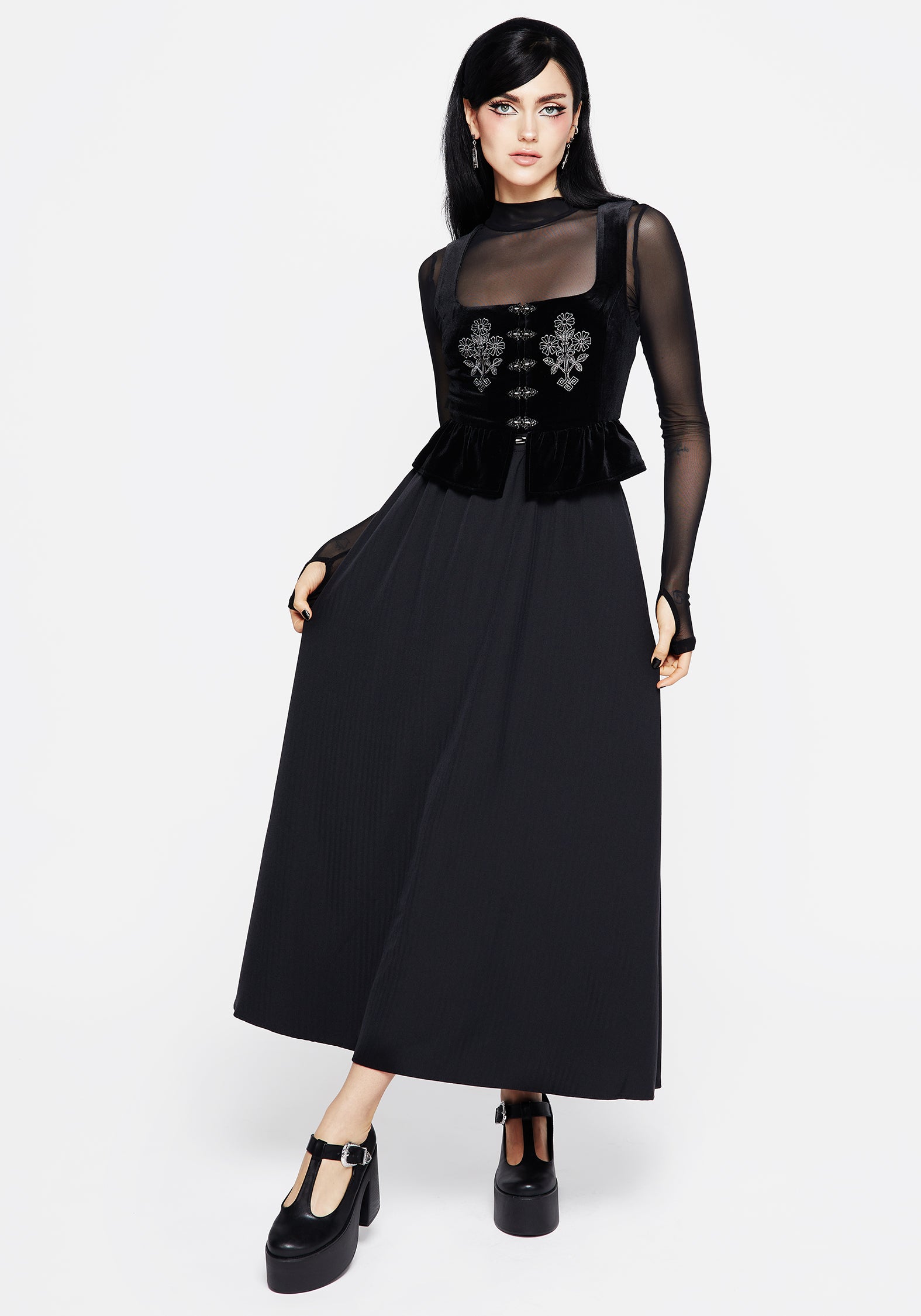 Haunted Midaxi Herringbone Skirt | Disturbia - Shop Women's Gothic
