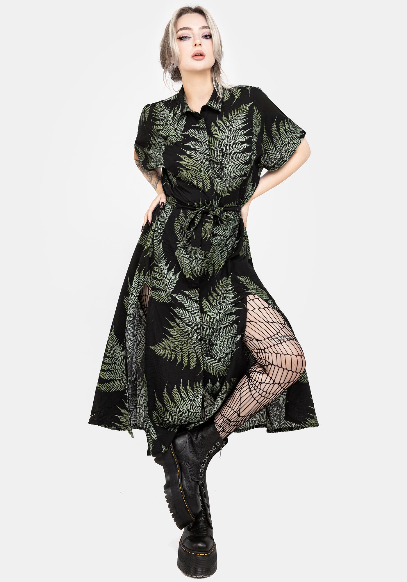 Fern Midi Shirt Dress | Disturbia - Shop Women's Gothic, Alternative & Dark Romantic Fashion, Accessories & Homeware Fern Midi Shirt Dress | Disturbia - Shop Women's Gothic, Alternative & Dark Romantic Fashion, Accessories & Homeware