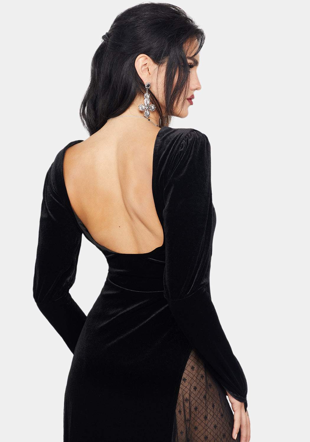 black dress bodysuit Sheer Embellished Bodysuit Corset Mini Dress in Black - 6 / Regular