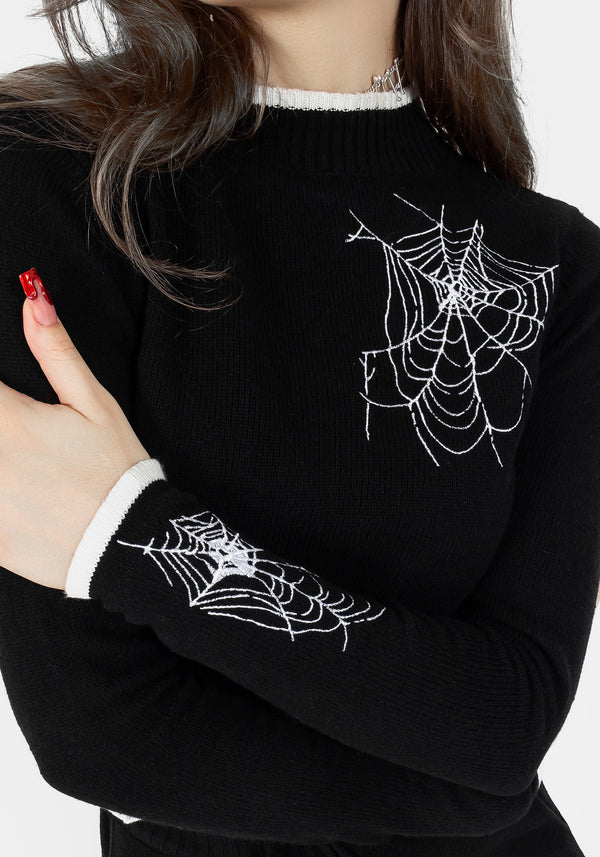 Araneae Embroidered Long Sleeve Knit Sweater