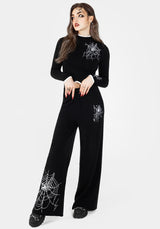 Araneae Embroidered Wide Leg Knit Joggers