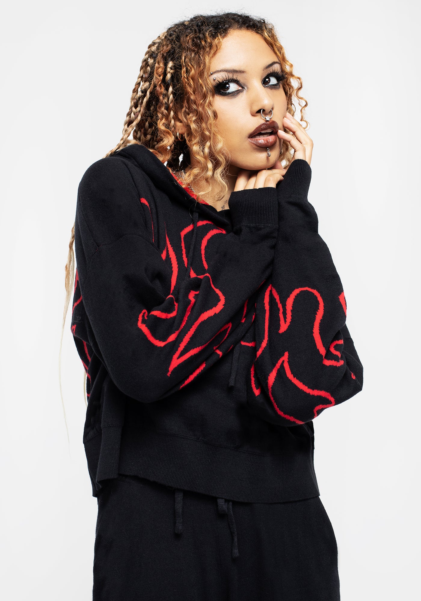 Blaze Crop Knit Hoody | Disturbia - Shop Women's Gothic