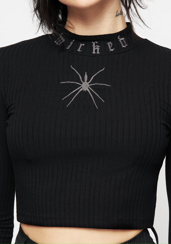 Atracid Embroidered Funnel Neck Crop Top
