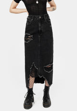 Ursula Distressed Denim Midaxi Skirt