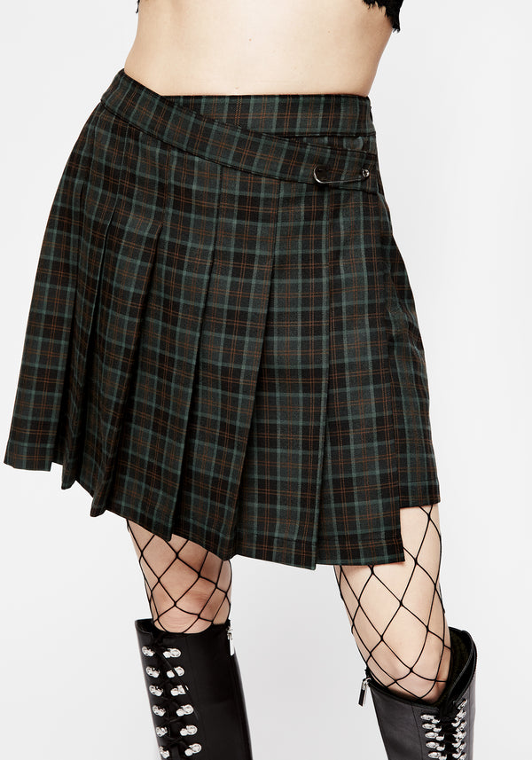 Nightingale Asymmetric Pleated Mini Skirt