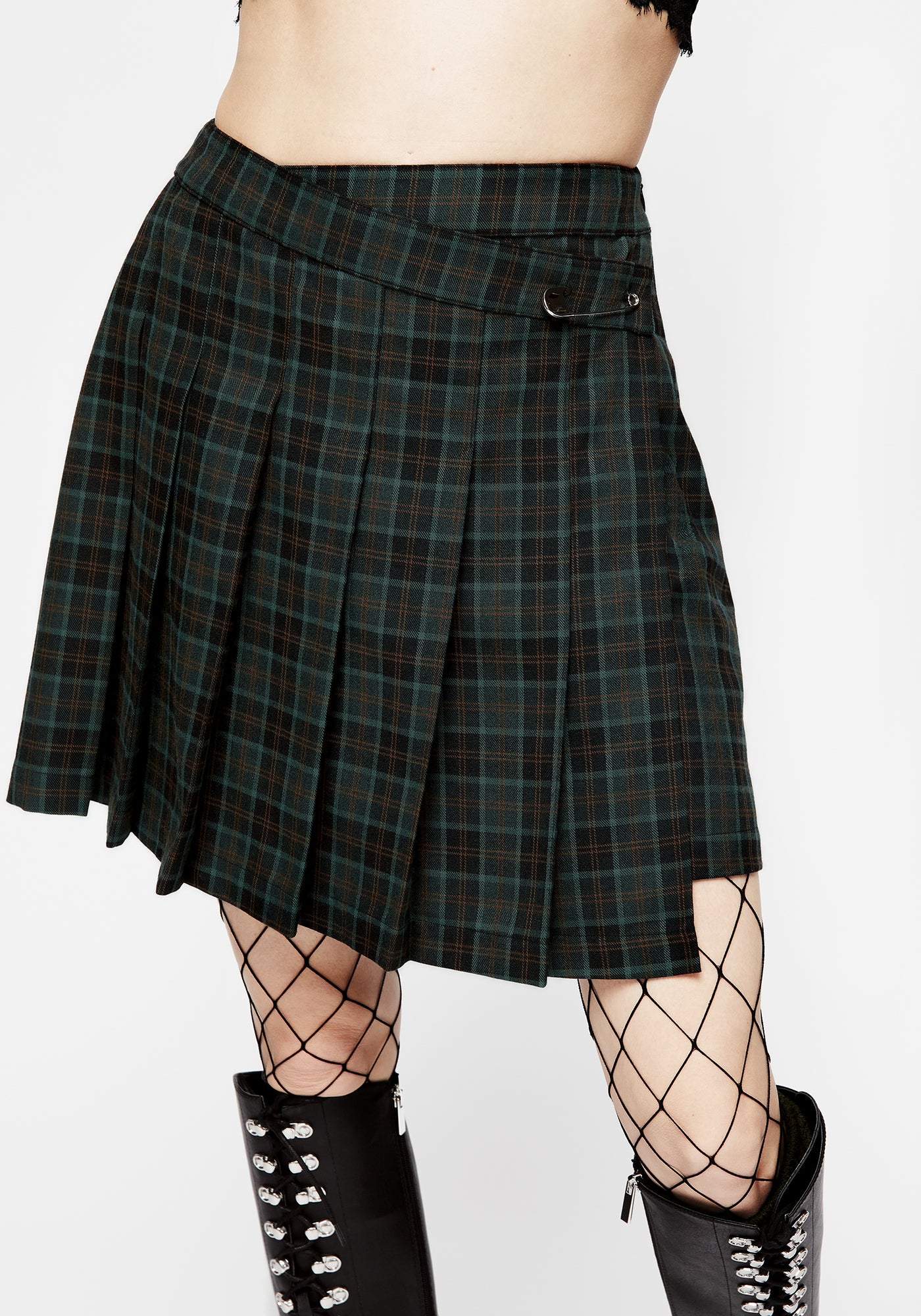 -uneven- asymmetry pleats skirt