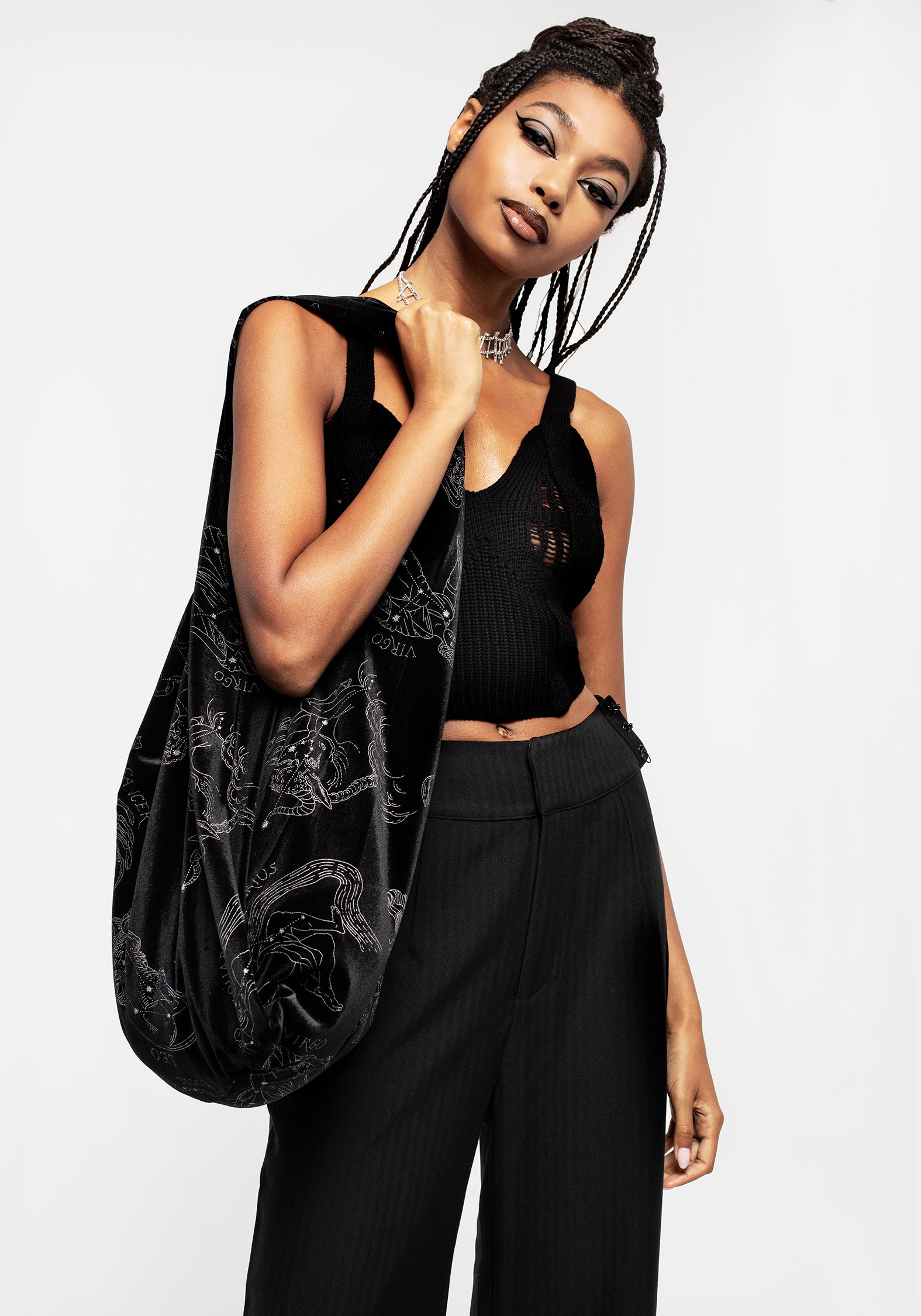 Zodiac Foil Print Velour Tote Bag | Disturbia - Shop Women's