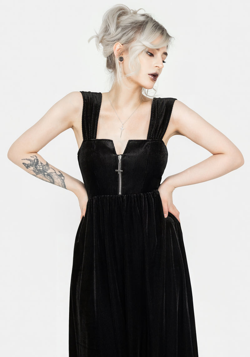 Heartless Zip Front Midi Dress | Disturbia - Shop Women's Gothic, Alternative & Dark Romantic Fashion, Accessories & Homeware Heartless Zip Front Midi Dress | Disturbia - Shop Women's Gothic, Alternative & Dark Romantic Fashion, Accessories & Homeware