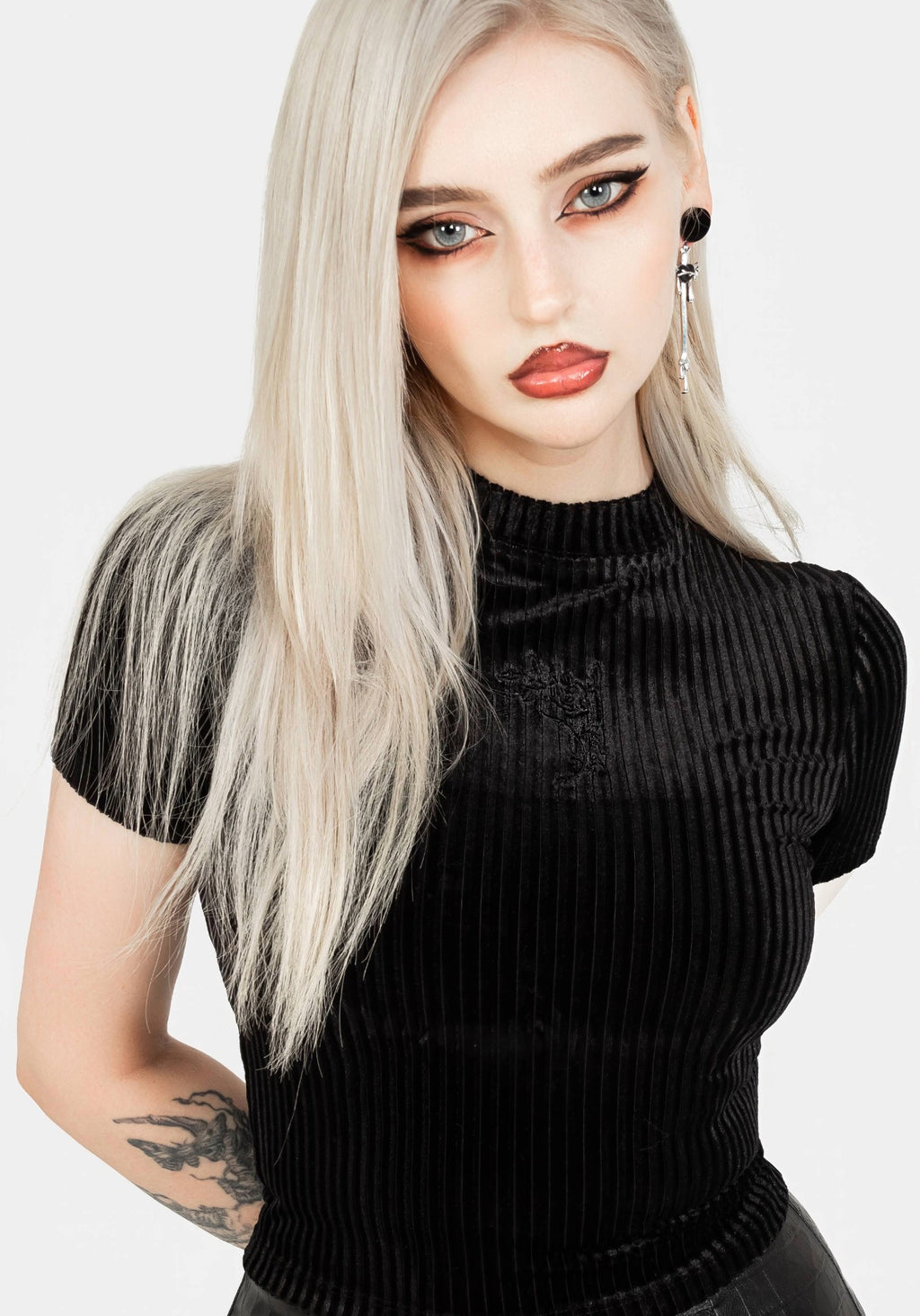 Rosaline Velour Rib Crop Top | Disturbia - Shop Women's Gothic