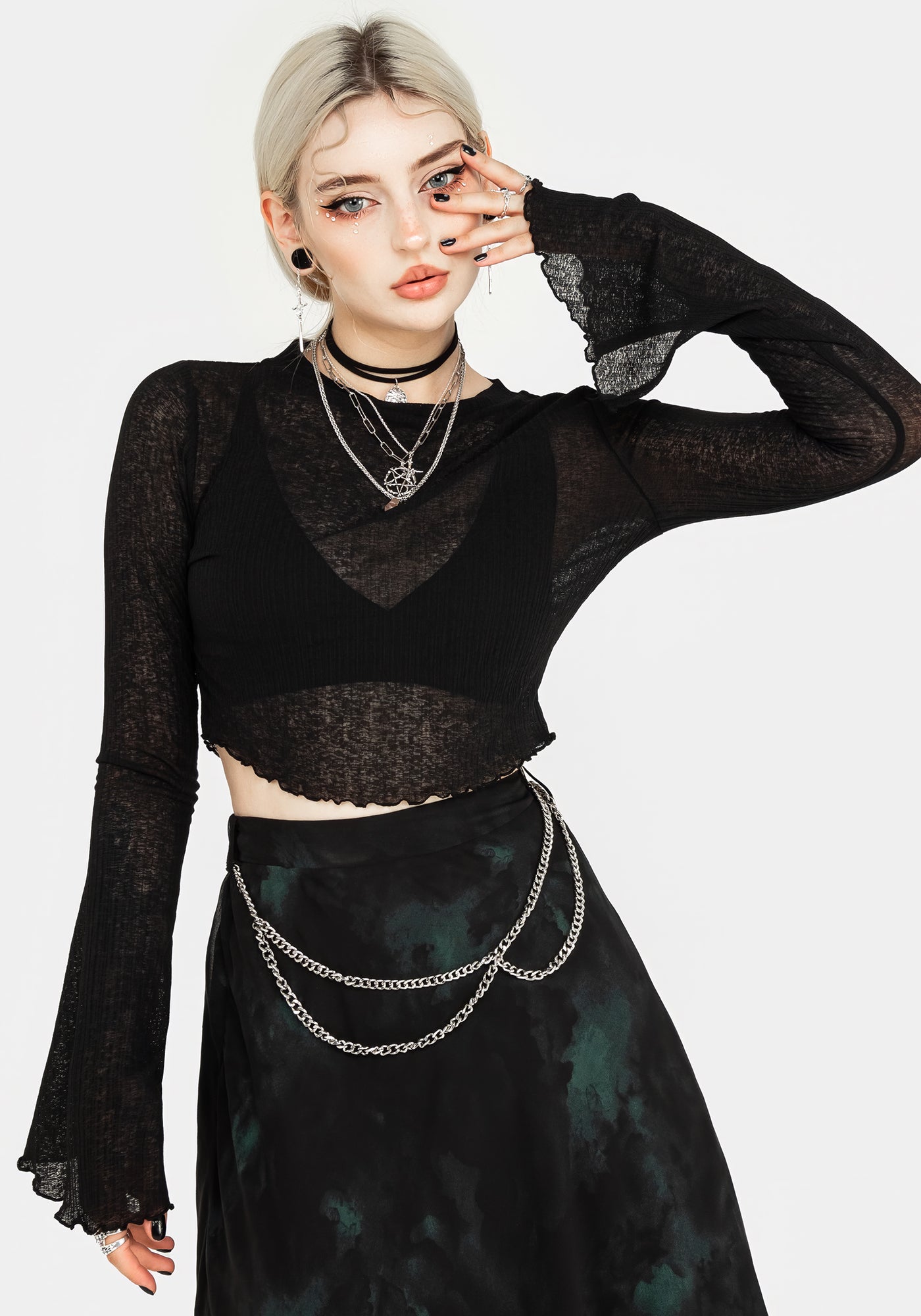 AMI YOSHINARI / 新品・未使用 Cropped mesh tops Cassia Jersey Mesh Crop Top | Disturbia - Shop Women's Gothic