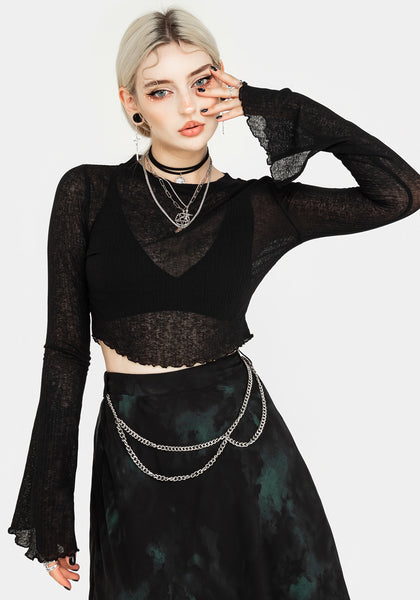 Cassia Jersey Mesh Crop Top | Disturbia - Shop Women's Gothic