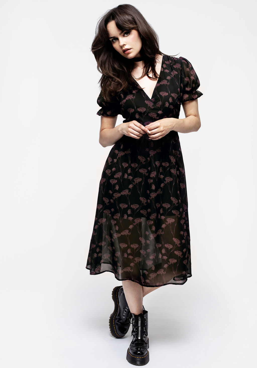 v neck button midi dress Black Linen Midi Dress with V-Neck and Button Front