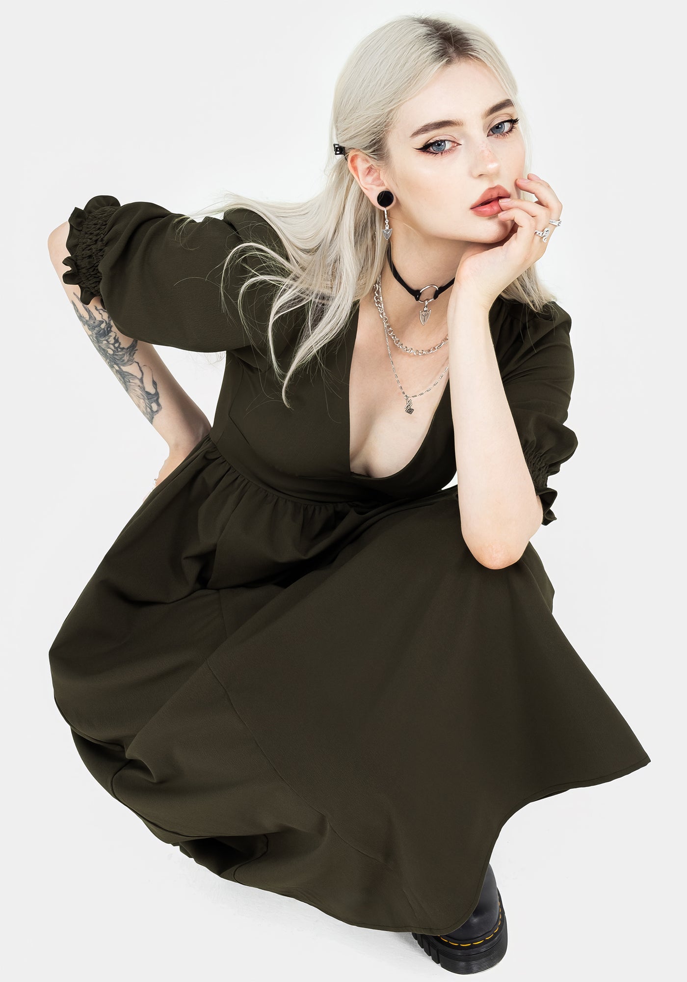 Divination Textured Midi Dress - Green | Disturbia