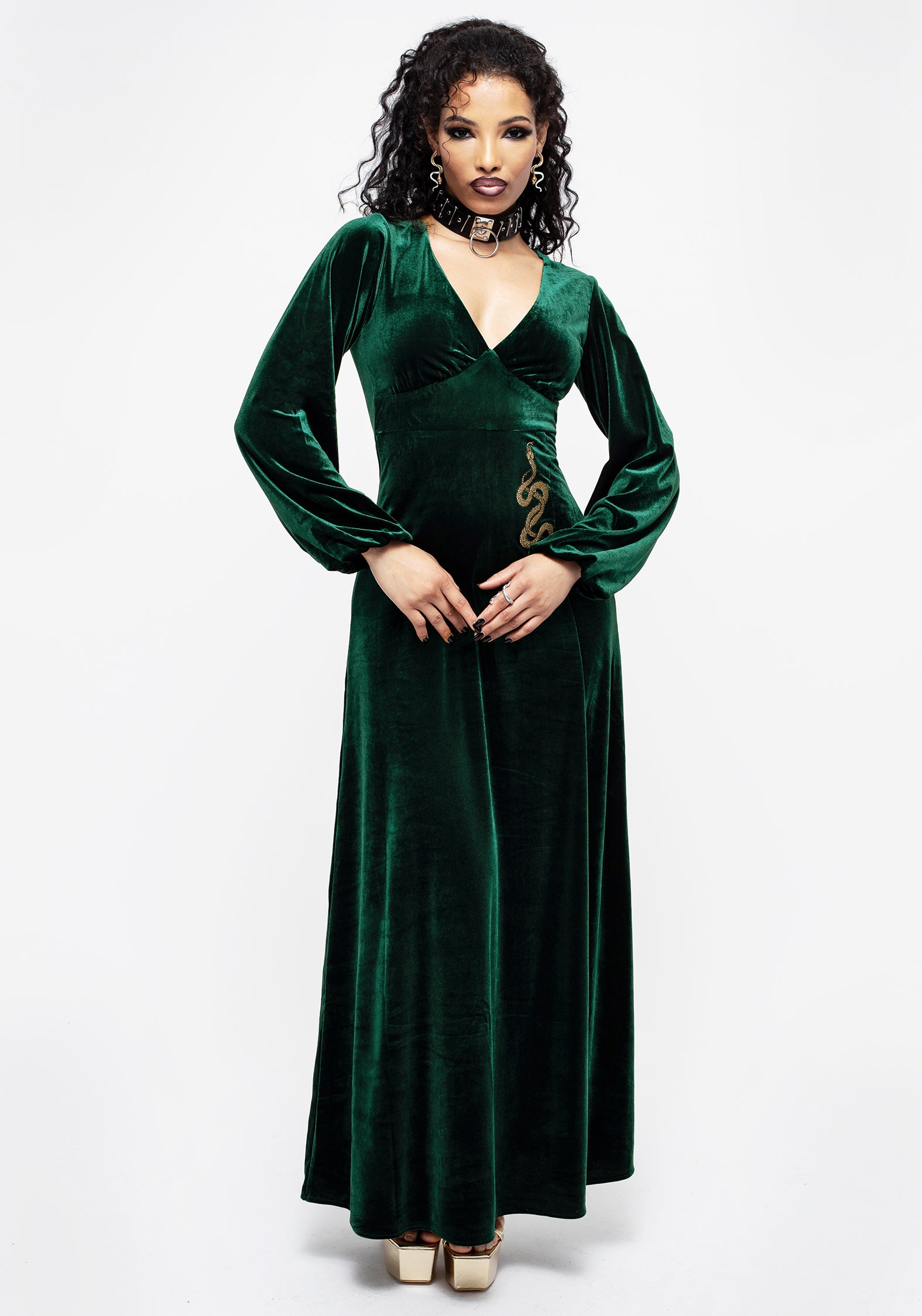 Zarina Long Sleeve Velour Maxi Dress | Disturbia - Shop Women's