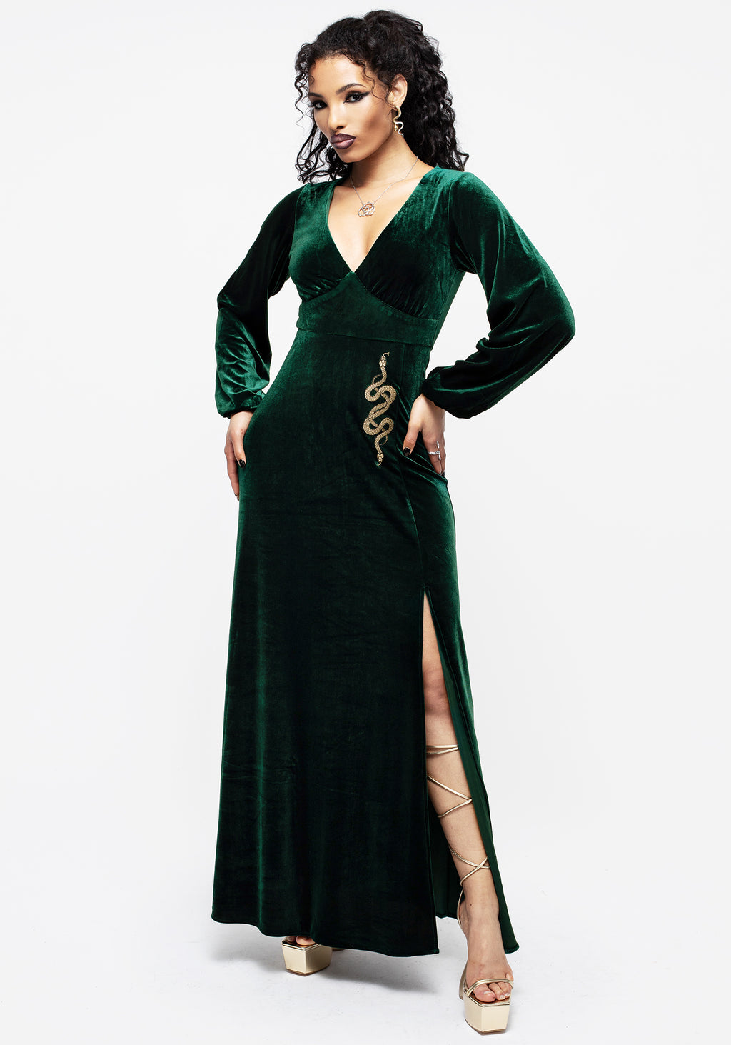 Zarina Long Sleeve Velour Maxi Dress | Disturbia