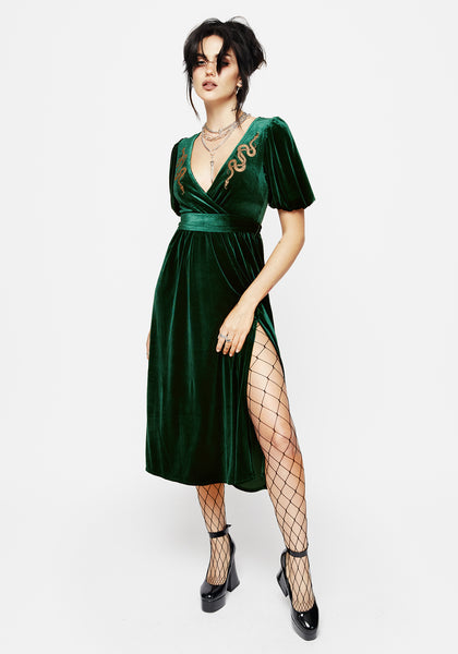 Zarina Velour Applique Midi Wrap Dress | Disturbia - Shop Women's