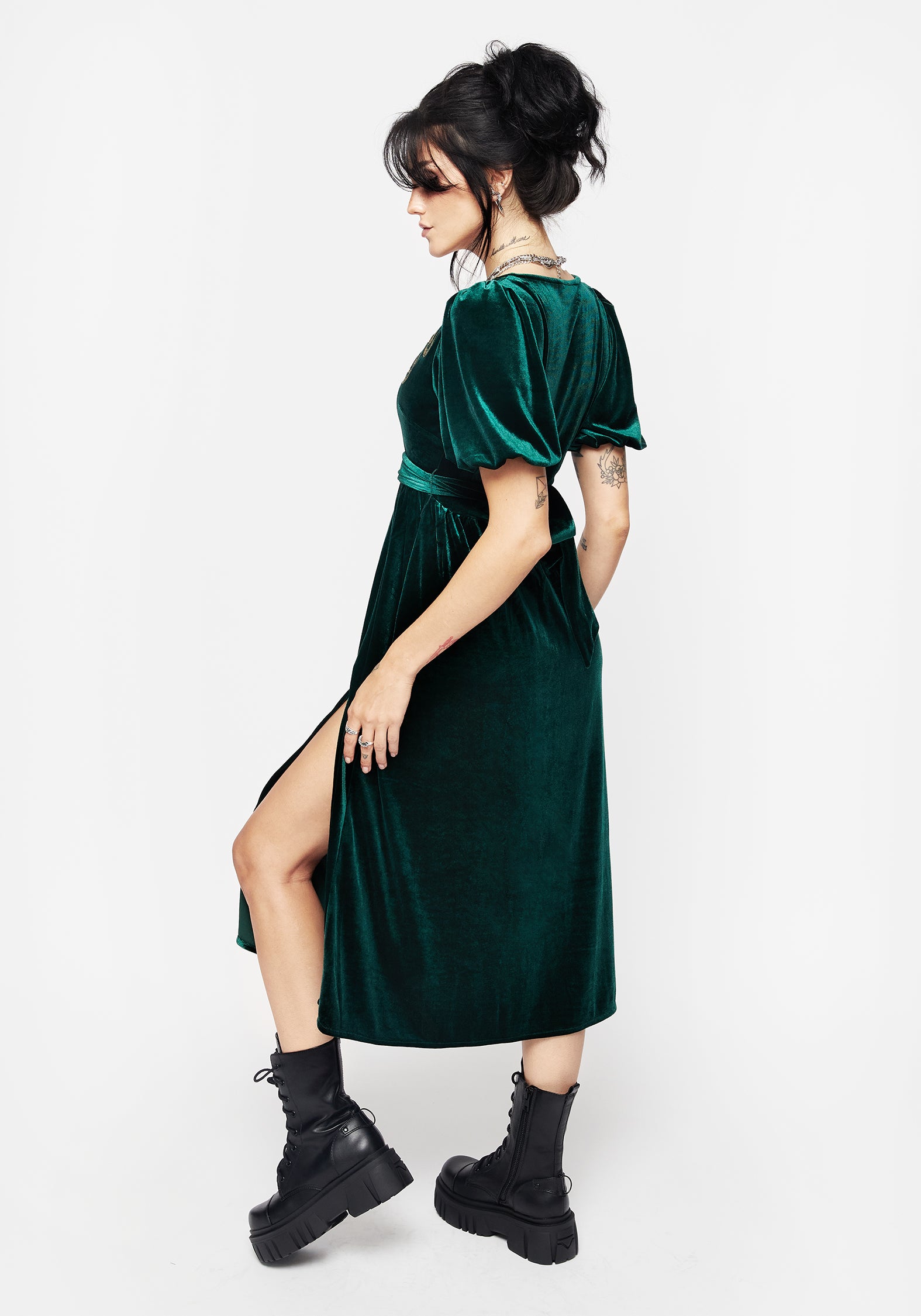 Zarina Velour Applique Midi Wrap Dress | Disturbia - Shop Women's