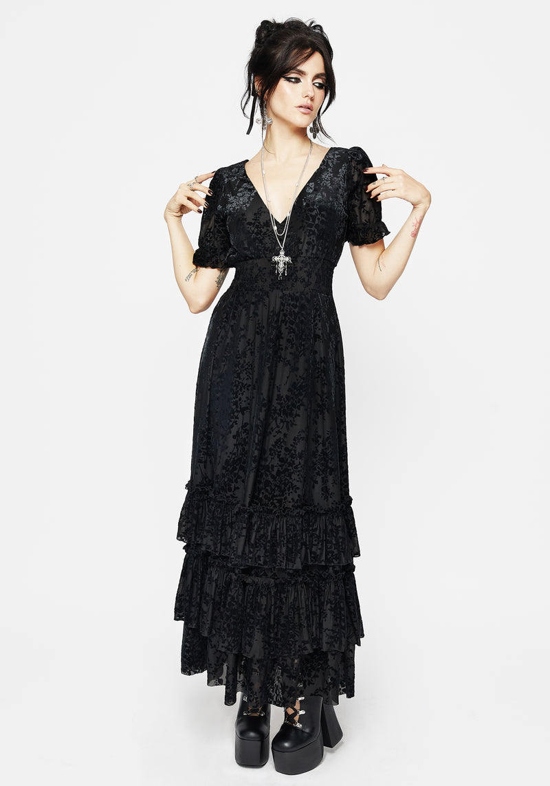 Lilias Devor Tiered Maxi Dress | Disturbia - Shop Women's Gothic, Alternative & Dark Romantic Fashion, Accessories & Homeware Lilias Devor Tiered Maxi Dress | Disturbia - Shop Women's Gothic, Alternative & Dark Romantic Fashion, Accessories & Homeware
