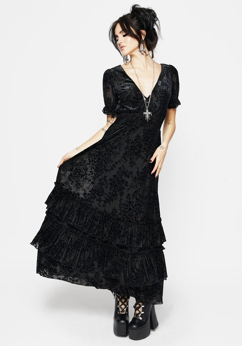 ONLY Abito Vita Thea Dress AOP - Stampato, Scollo A V, Maniche Corte - Nero, Taglia XL