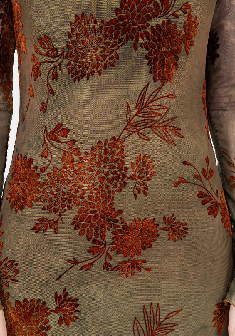 rosaleigh flock velour mesh short sleeved midaxi dress Rosaleigh Flock Velour Mesh Midaxi Dress