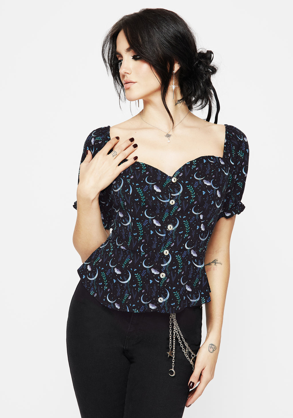 Diana Moon Moth Button Up Top | Disturbia - Shop Women's Gothic ...