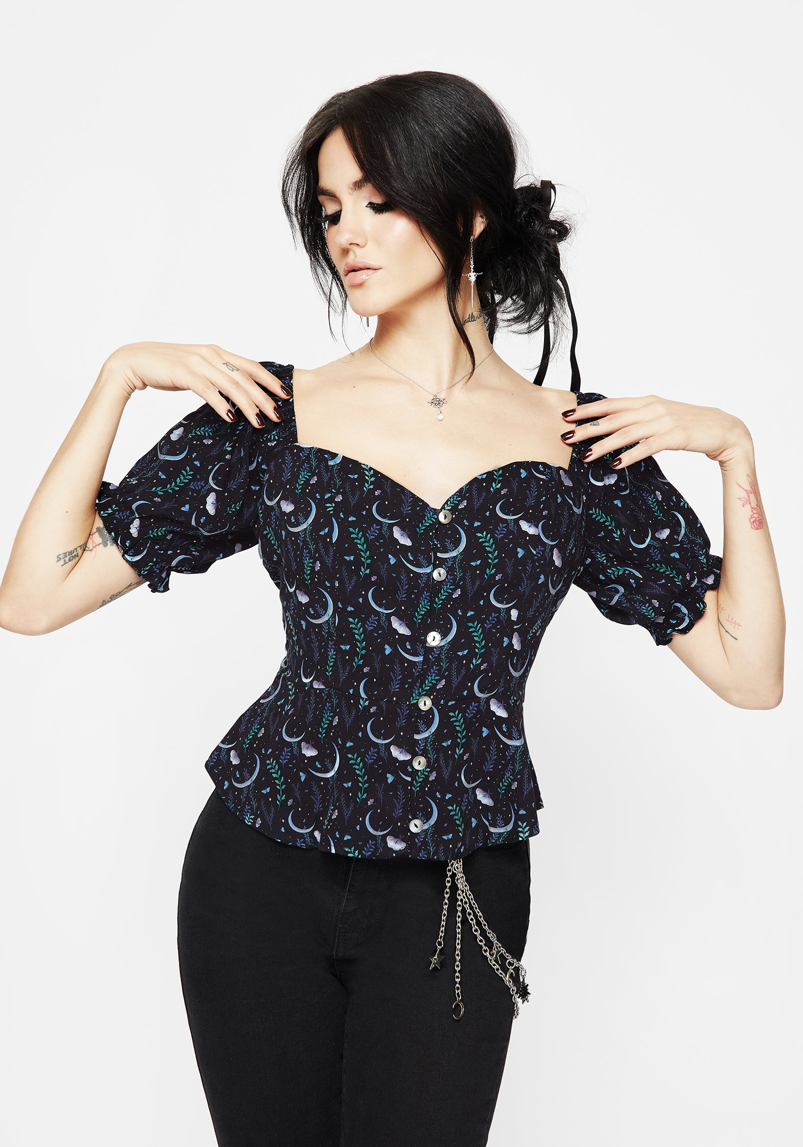 Diana Moon Moth Button Up Top | Disturbia - Shop Women's Gothic ...