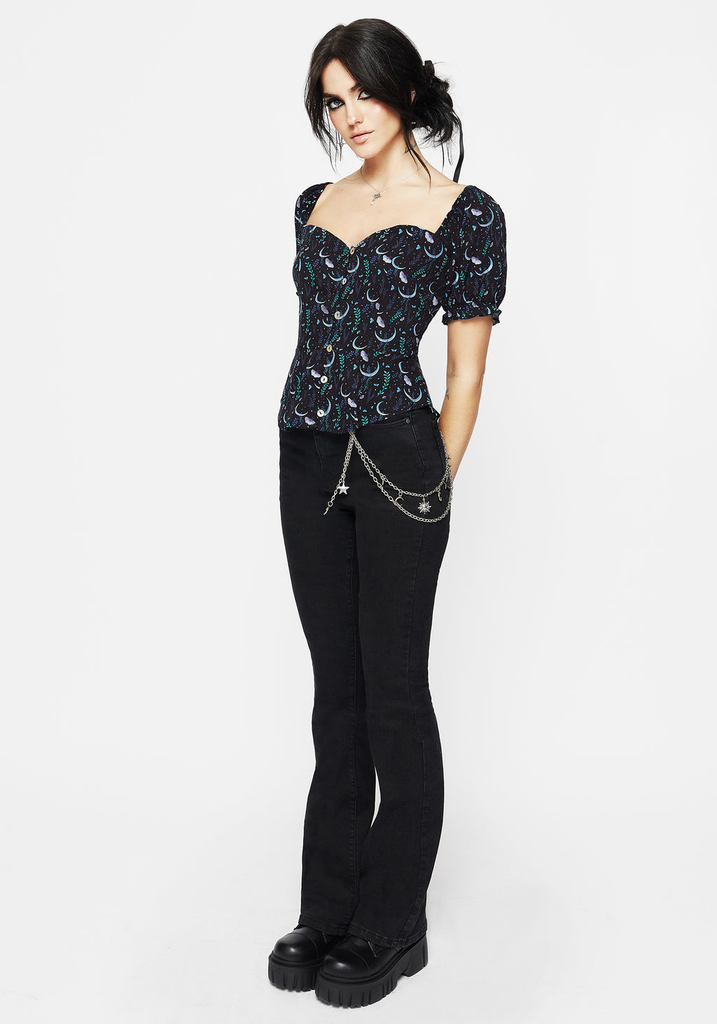 Diana Moon Moth Button Up Top | Disturbia - Shop Women's Gothic ...